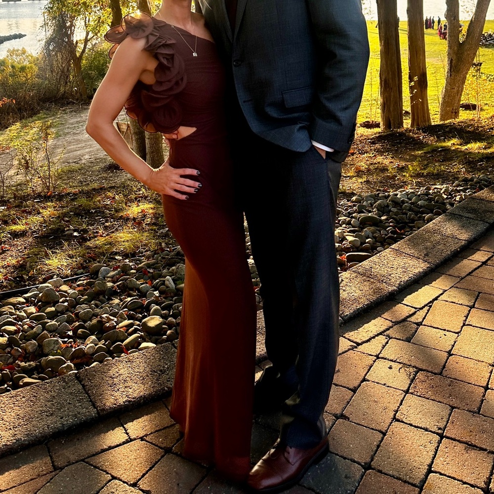 Brown one shoulder dress